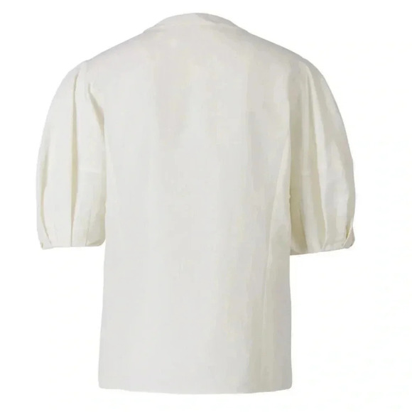 Chloe | Puff-Sleeved V-Neck Blouse | White/Ivory | Size 38 Womens 4 US | NWT - Picture 3 of 15
